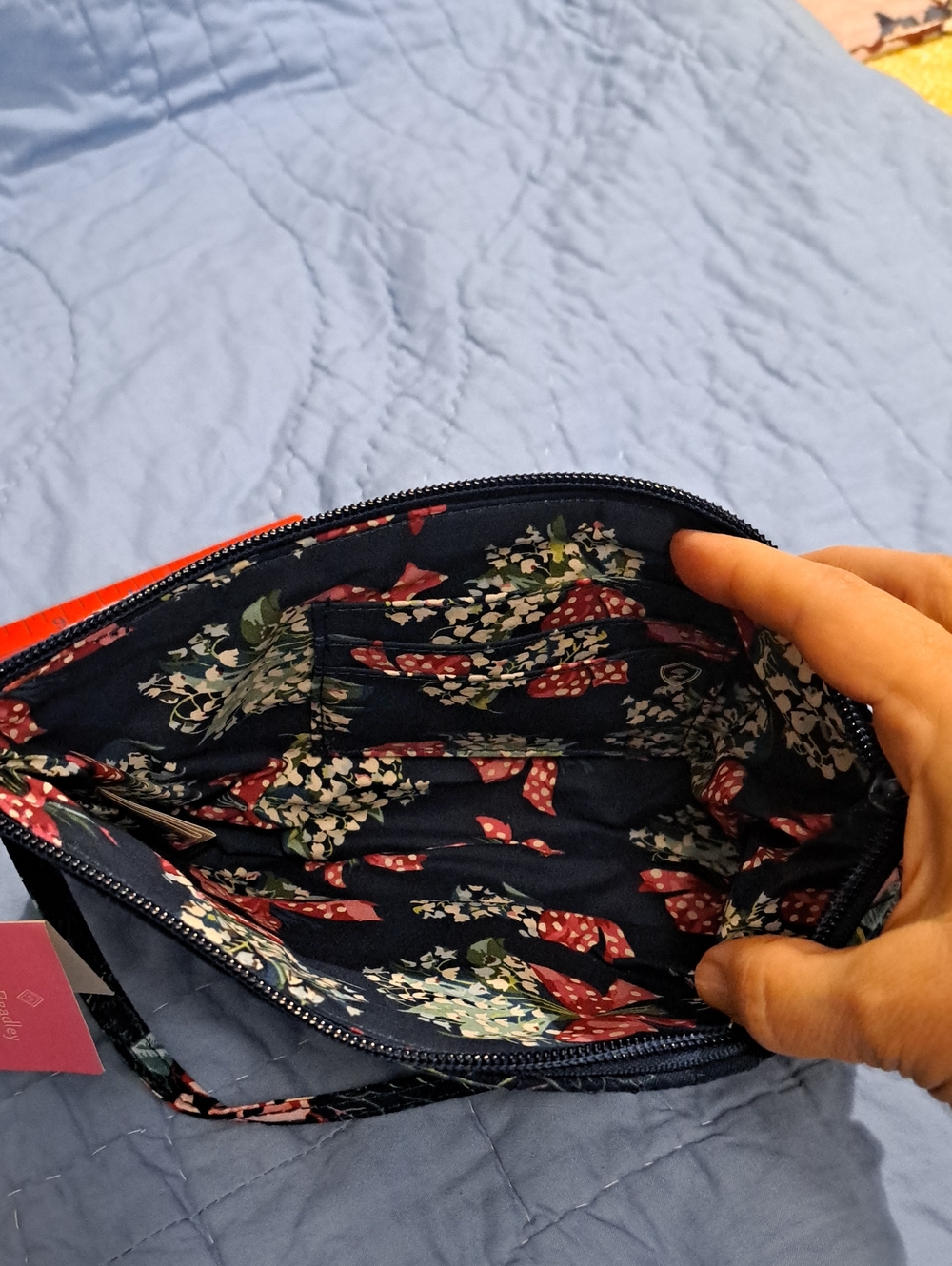 Vera Bradley Quilted Floral Wristlet Pouch in Navy Floral - Picture 3 of 4